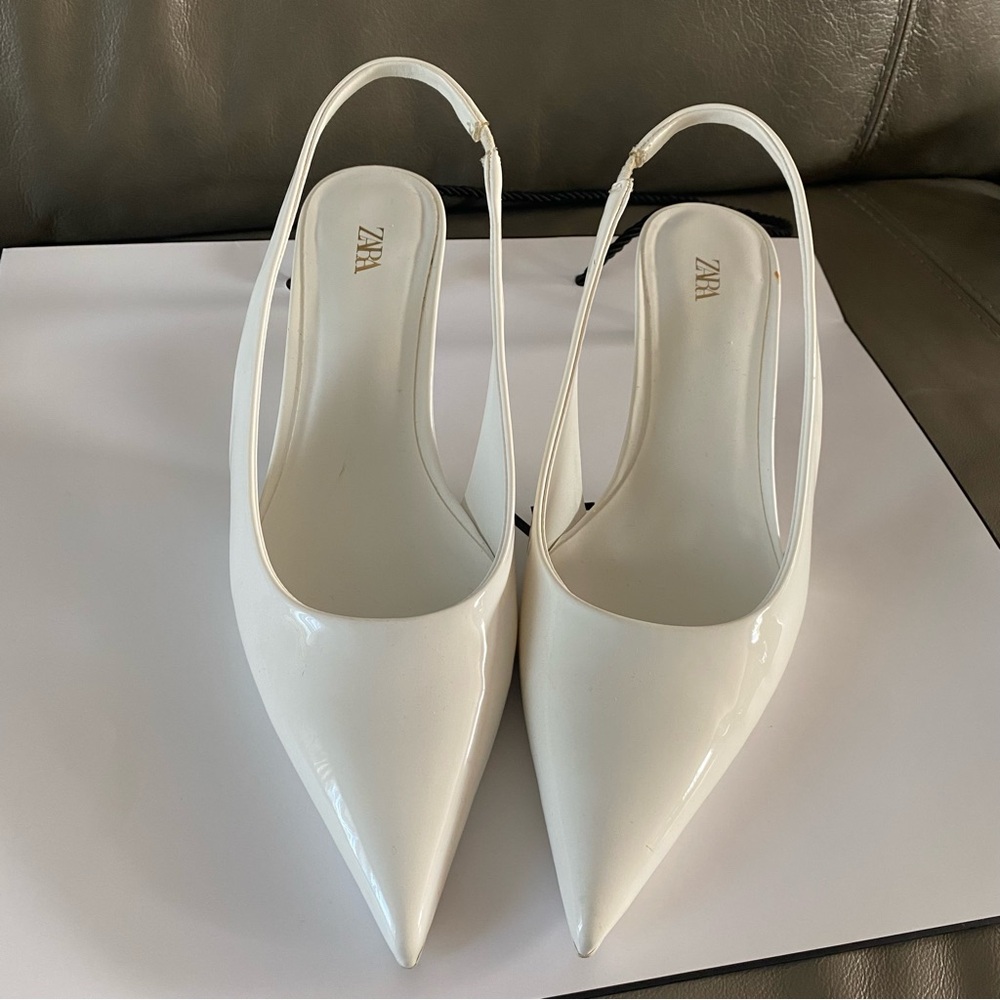 Zara Women's White Slingback Heels